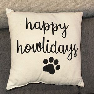 Happy Howlidays Cream and Black Pillow